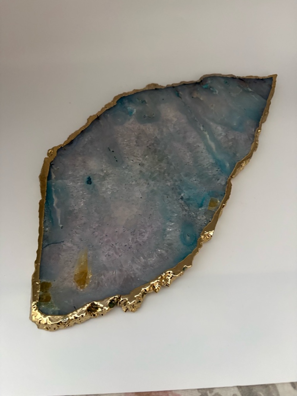 Anthropologie Gilded Agate Blue Quartz Cheese Serving Tray Platter New